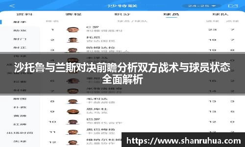 沙托鲁与兰斯对决前瞻分析双方战术与球员状态全面解析